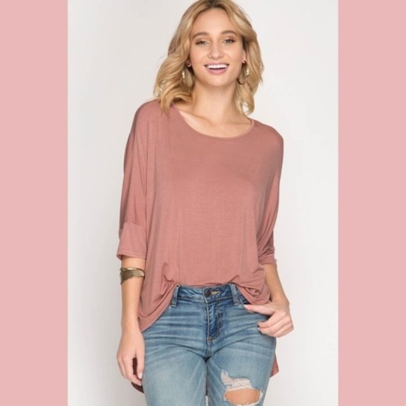 Half Sleeve High Low Top Cutout Back - Picture 5 of 13